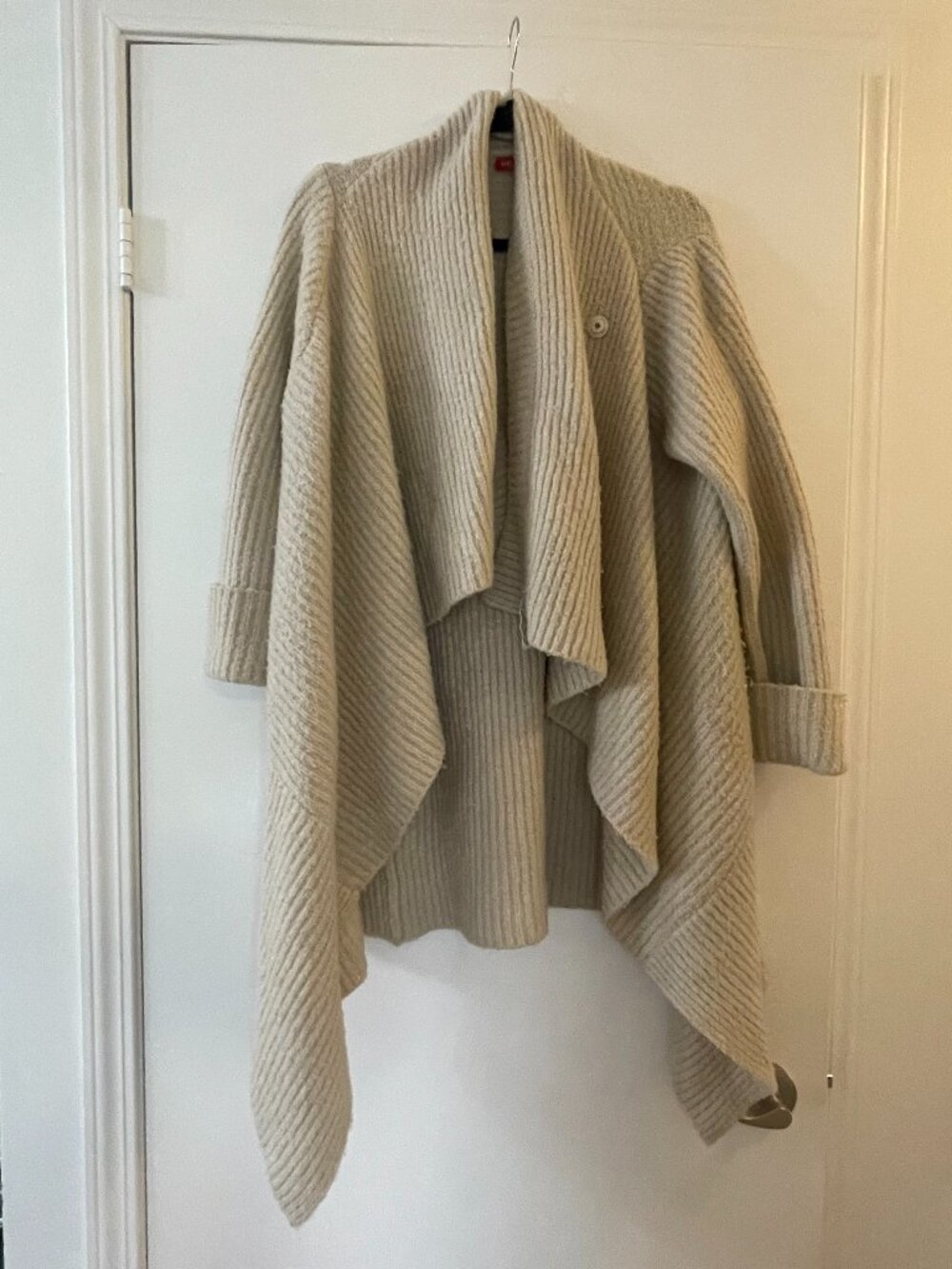 Saks Fifth Avenue Oatmeal Boucle Wrap Sweater S/M